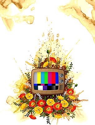 식물 꽃 컬러 백그라운드 잎 꽃백그라운드 일러스트 자연 정보기술 사람없음 전자제품 스크린 텔레비전 퓨전 양귀비 국내일러스트 AI파일 기술 생태계 파일형식 벡터