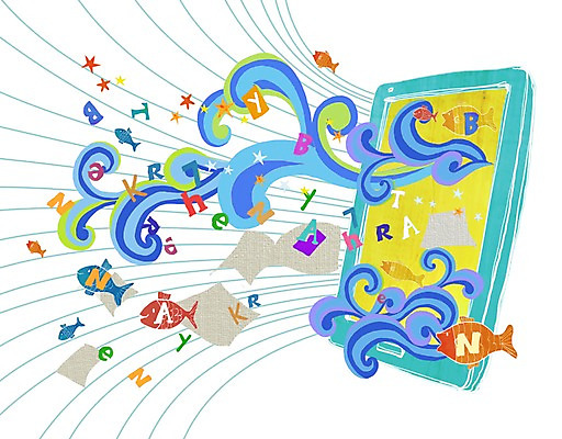 PSD 문자 알파벳 영어 종이 물결 일러스트 상상 무선통신 상상일러스트 어류 사람없음 전자제품 스마트폰 핸드폰 판타지 스크린 꿈 신문 스마트 언론 소통 콘텐츠 국내일러스트 컨셉 통신 간행물 스마트기기 수중동물 뉴스 파일형식