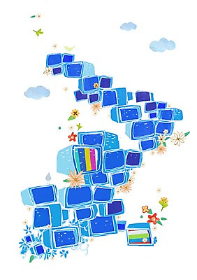 PSD 식물 구름 꽃 일러스트 상상 하늘 상상일러스트 사람없음 전자제품 판타지 쌓기 스크린 텔레비전 꿈 스마트 언론 영상 소통 콘텐츠 국내일러스트 자연요소 컨셉 모션 파일형식