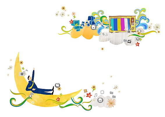 전신 PSD 식물 구름 남자 꽃 물결 일러스트 상상 주택 상상일러스트 한명 사람 성인 전자제품 판타지 눕기 스크린 텔레비전 꿈 달 초승달 스마트 파일 폴더 언론 영상 소통 콘텐츠 남자만 남자한명만 성인남자만 성인만 국내일러스트 자연요소 1 컨셉 모션 건물 파일형식