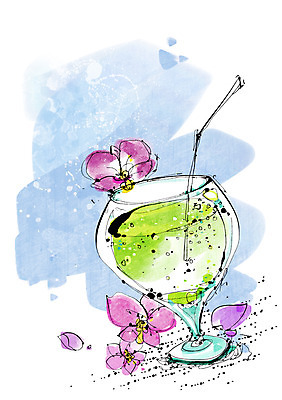 PSD 식물 식기 꽃 음료 음식 백그라운드 과일 라인일러스트 일러스트 디저트 잔 빨대 사람없음 장식 컵 주스 메론소다 소다수 국내일러스트 파일형식