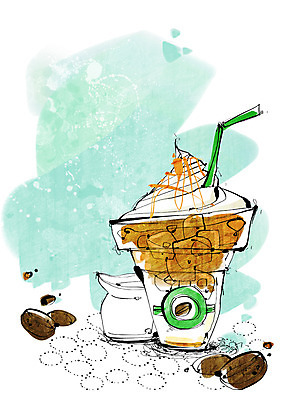 PSD 식기 커피 음료 음식 백그라운드 라인일러스트 일러스트 디저트 빨대 사람없음 컵 얼음 원두 생크림 시럽 테이크아웃 아이스커피 캬라멜마끼야또 국내일러스트 자연요소 크림 마끼야또 파일형식