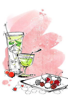 PSD 그릇 식기 접시 음료 음식 백그라운드 과일 라인일러스트 일러스트 디저트 잔 빨대 사람없음 컵 얼음 주스 체리 라임 베리 라임주스 트로피컬아트 국내일러스트 자연요소 과일주스 그림 파일형식