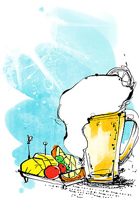 PSD 그릇 식기 접시 음료 음식 백그라운드 과일 라인일러스트 일러스트 디저트 맥주 주류 생맥주 사람없음 컵 거품 안주 과일안주 국내일러스트 파일형식