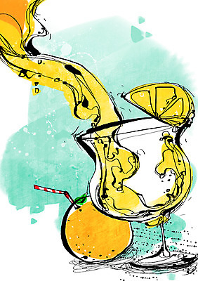 PSD 식기 음료 음식 백그라운드 오렌지 과일 라인일러스트 일러스트 디저트 잔 물줄기 빨대 사람없음 컵 얼음 주스 오렌지주스 국내일러스트 자연요소 물 과일주스 파일형식