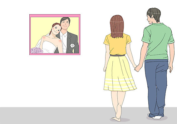 전신 PSD 커플 응시 여자 남자 커플라이프 웨딩드레스 액자 결혼 데이트 일러스트 사랑 서기 사람 정장 턱시도 손짓 성인 두명 손잡기 기념사진 성인만 국내일러스트 라이프스타일 시선 드레스 옷 감정 관계 모션 이벤트 파일형식