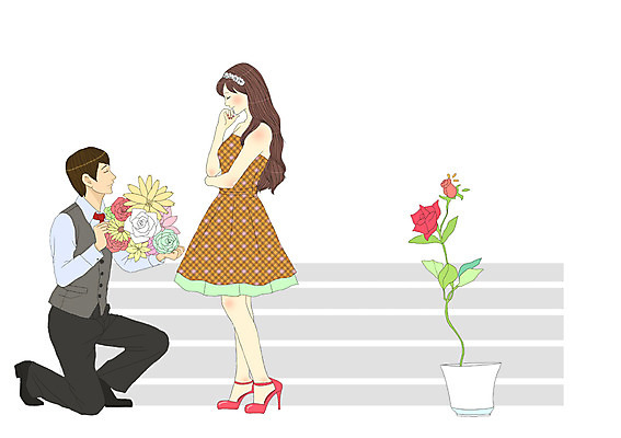 전신 PSD 식물 커플 여자 남자 꽃 화분 꽃다발 커플라이프 프로포즈 데이트 일러스트 키스 선물 사랑 서기 들기 사람 앉기 성인 두명 마주보기 무릎꿇기 스킨십 성인만 국내일러스트 라이프스타일 감정 관계 모션 애정표현 파일형식