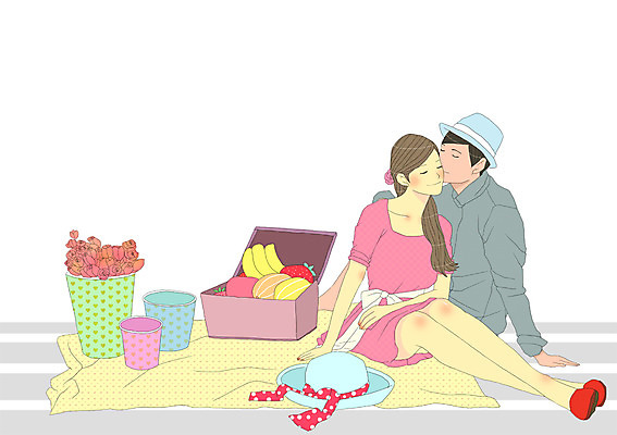 전신 PSD 식물 모자 커플 여자 남자 꽃 음식 커플라이프 데이트 과일 일러스트 키스 통 사랑 사람 앉기 성인 두명 소풍 바구니 스킨십 돗자리 성인만 국내일러스트 라이프스타일 잡화 감정 관계 모션 야외활동 애정표현 파일형식