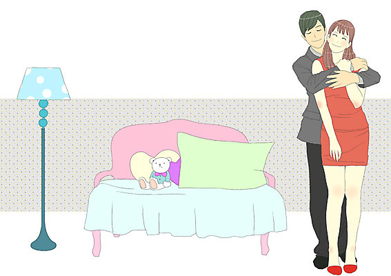 전신 PSD 커플 여자 남자 인형 커플라이프 가구 쿠션 의자 데이트 일러스트 안기 조명 사랑 서기 웃음 사람 성인 두명 소파 스탠드 스킨십 백허그 성인만 국내일러스트 라이프스타일 감정 생활용품 관계 모션 포옹 표정 파일형식