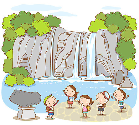 전신 나무 식물 여자 남자 여행 일러스트 안내 한국 서기 사람 여러명 관광지 제주도 폭포 돌_바위 바위 해녀 국내여행 천지연폭포 국내일러스트 AI파일 직업 아시아 다수 모션 자연 파일형식 벡터