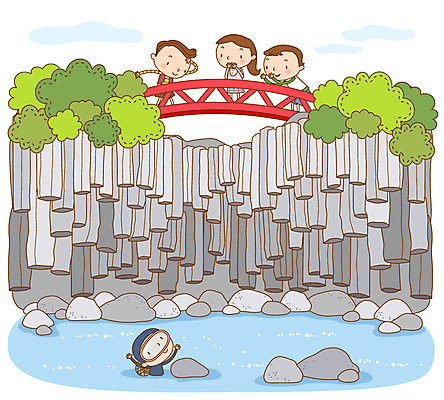 전신 나무 식물 시설물 여자 남자 바다 여행 일러스트 안내 한국 서기 사람 여러명 관광지 제주도 절벽 돌_바위 바위 해녀 국내여행 주상절리 가교 국내일러스트 AI파일 직업 건축물 아시아 다수 모션 파일형식 벡터