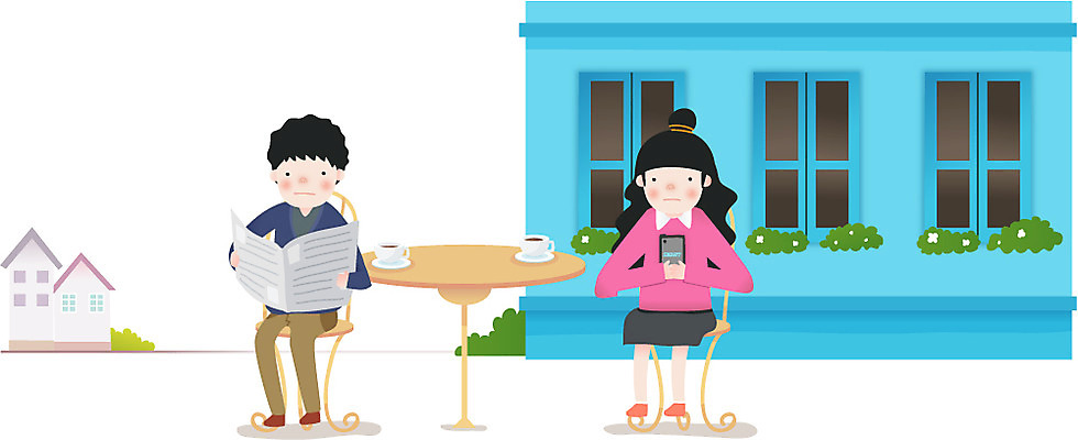 전신 식물 라이프스타일 건축물 커플 응시 여자 남자 커피 음료 의자 일러스트 탁자 들기 사람 앉기 성인 두명 건물 라이프 스마트폰 카페 풀 신문 커피잔 무관심 바보사랑 성인만 국내일러스트 AI파일 시선 건축 감정 가구 관계 모션 잔 생활 간행물 핸드폰 스마트기기 상점 뉴스 파일형식 벡터