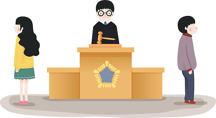 전신 라이프스타일 부부 커플 여자 남자 일러스트 서기 사람 성인 라이프 세명 이별 판사 싸움 의사봉 법원 바보사랑 법정 이혼 성인만 국내일러스트 AI파일 컨셉 관계 모션 생활 법률가 파일형식 벡터