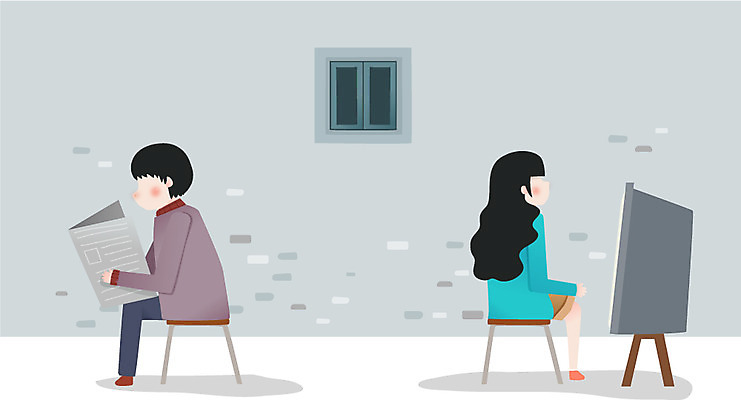 전신 라이프스타일 커플 여자 남자 의자 일러스트 창문 사람 앉기 성인 두명 라이프 텔레비전 등돌리기 신문 무관심 바보사랑 성인만 국내일러스트 AI파일 감정 가구 관계 모션 생활 간행물 전자제품 뉴스 파일형식 벡터