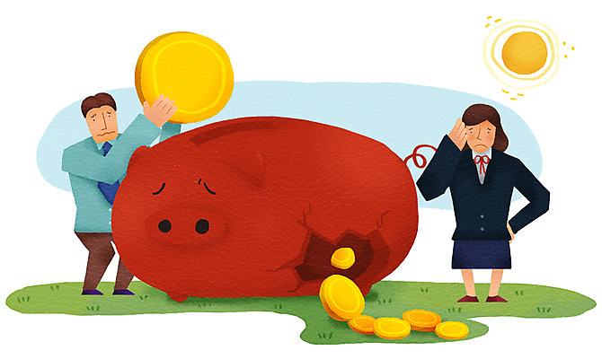 전신 PSD 여자 남자 일러스트 비즈니스 서기 사람 정장 성인 두명 경제 태양 동전 손상 저축 돼지저금통 저금통 직장인 비즈니스맨 비즈니스우먼 구멍 불황 경제불황 성인만 금융의날 국내일러스트 자연요소 직업 옷 컨셉 돈 모션 금융 파일형식 법정기념일