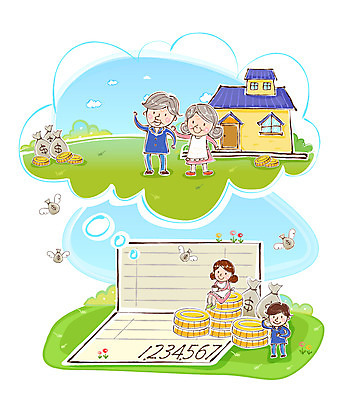 전신 부부 여자 노년 남자 돈 일러스트 상상 남편 미래 주택 서기 사람 잔디 여러명 성인 경제 노후 노부부 동전 저축 아내 돈다발 재테크 가정경제 통장 노후대책 자산관리 노인만 성인만 금융의날 국내일러스트 AI파일 식물 커플 다수 컨셉 가정 모션 건물 금융 재산 파일형식 벡터 법정기념일