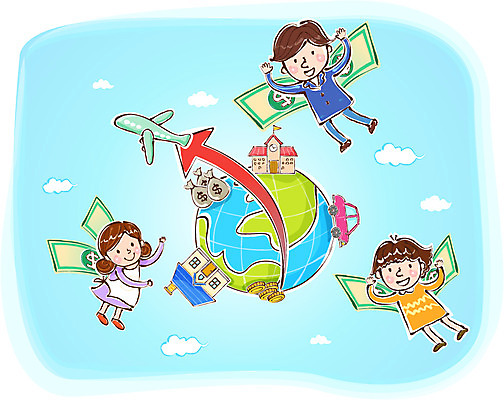 전신 여자 남자 딸 화살표 지구 어린이 지폐 돈 날개 일러스트 학교 가족 자동차 하늘 남편 비행기 주택 사람 소녀 성인 세명 금융 경제 글로벌 아내 돈다발 가정경제 투자 국내일러스트 AI파일 교육 육상교통 비즈니스 가정 관계 항공교통 대중교통 건물 재산 파일형식 벡터