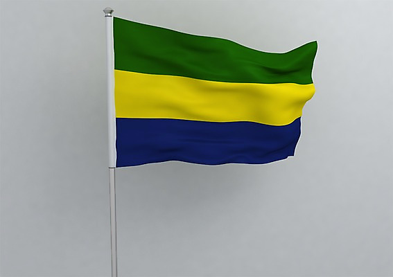 PSD 편집이미지 문양 나라 상징 컬러 백그라운드 무늬 아프리카 사람없음 그래픽 초록색 파란색 노란색 3D소스 3D 줄무늬 깃발 국기 입체 깃대 삼색기 가봉 가봉국기 편집소스 편집3D 디지털합성 파일형식