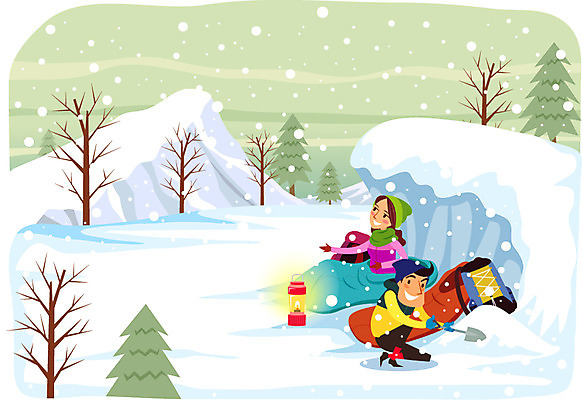 전신 나무 식물 라이프스타일 커플 계절 여자 남자 겨울 가방 일러스트 자연 레저용품 레저 조명 아웃도어 캠핑도구 사람 앉기 초원 성인 취미 두명 라이프 캠핑 램프 눈 풀 삽 즐거움 상쾌 침낭 눈내림 성인만 겨울캠프 국내일러스트 AI파일 자연요소 잡화 감정 관계 모션 날씨 눈_날씨 생활 도구 생태계 파일형식 벡터