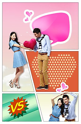 전신 PSD 편집 편집이미지 커플 여자 남자 백그라운드 말풍선 프로포즈 쿠션 무늬 패턴 선물 서기 들기 사람 동양인 손짓 여러명 성인 한국인 하트 만화 자르기 과정 카툰스타일 성인만 이미지편집 모양 다수 컨셉 관계 모션 인종 파일형식