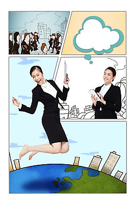 PSD 외국인 편집 편집이미지 건축물 여자 지구 백그라운드 말풍선 회사 비즈니스 사람 동양인 정장 빌딩 여러명 성인 건물 스마트기기 태블릿 달리기 점프 직장인 비즈니스우먼 만화 자르기 과정 카툰스타일 여자만 성인여자만 성인만 이미지편집 직업 옷 건축 다수 컨셉 모션 인종 전자제품 파일형식