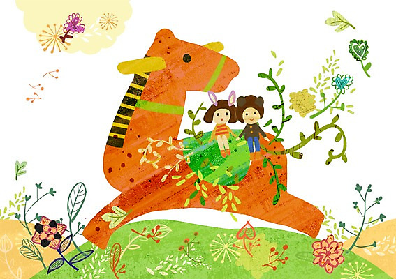 전신 PSD 식물 동물 라이프스타일 여자 남자 꽃 어린이라이프 어린이 일러스트 포유류 놀이 함께함 사람 앉기 소녀 소년 잔디 취미 두명 라이프 장난감 말_동물 풀 목마 즐거움 소통 어린이만 국내일러스트 감정 컨셉 모션 생활 파일형식