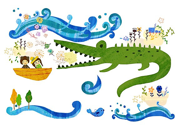 PSD 나무 식물 동물 라이프스타일 여자 남자 꽃 어린이라이프 물결 어린이 파도 일러스트 파충류 놀이 함께함 사람 앉기 소녀 소년 상반신 취미 두명 라이프 즐거움 악어 소통 조각배 선박 어린이만 국내일러스트 감정 바다 컨셉 수상교통 배_교통 모션 생활 파일형식