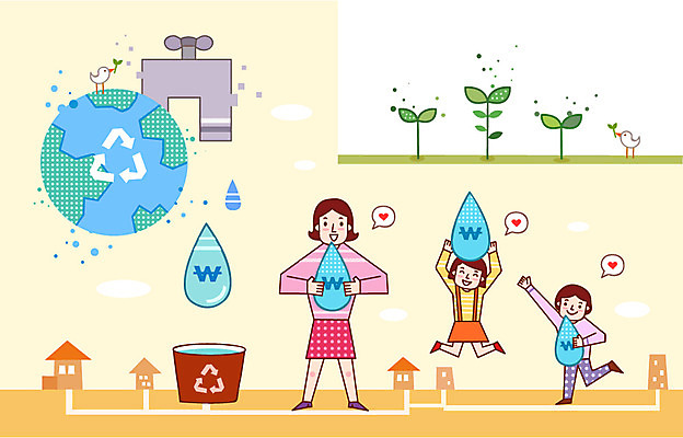 전신 식물 건축물 여자 남자 딸 아들 지구 어린이 돈 일러스트 가정 가족 주택 서기 들기 사람 소녀 소년 성인 건물 세명 물 금융 경제 새싹 재활용 저축 물방울 절약 수도꼭지 가정경제 수도 수도_상하수도 금융의날 국내일러스트 AI파일 자연요소 건축 컨셉 관계 모션 재산 친환경 상하수도 파일형식 벡터 법정기념일