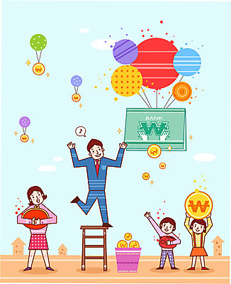 전신 건축물 여자 남자 딸 아들 어린이 돈 일러스트 사다리 가정 가족 주택 통 서기 들기 사람 소녀 소년 여러명 성인 건물 금융 경제 동전 저축 절약 지갑 가정경제 통장 풍선 금융의날 국내일러스트 AI파일 건축 다수 컨셉 관계 모션 도구 재산 파일형식 벡터 법정기념일