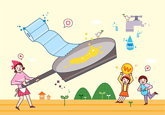 전신 식물 여자 남자 딸 아들 어린이 음식 돈 일러스트 가정 가족 주방용품 요리 서기 사람 소녀 소년 성인 세명 물 금융 경제 새싹 동전 저축 물방울 절약 프라이팬 화장지 기름 두루마리 수도꼭지 가정경제 수도 수도_상하수도 금융의날 국내일러스트 AI파일 자연요소 생활용품 컨셉 관계 모션 재산 상하수도 파일형식 벡터 법정기념일