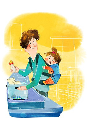 PSD 라이프스타일 남자 딸 행복 일러스트 가족 서기 사람 상반신 성인 두명 라이프 자녀 아기 가족라이프 아빠 가스레인지 우유병 냄비 즐거움 업기 소독 식기세척 포대기 남자만 부녀 국내일러스트 감정 관계 모션 병_용기 생활 아기용품 가전제품 우유 레인지 솥 파일형식