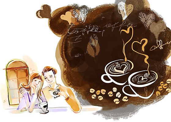 PSD 라이프스타일 커플 여자 남자 여유 커피 음료 말풍선 일러스트 창문 탁자 티타임 휴식 사람 앉기 상반신 성인 두명 라이프 컵 원두 차 커피잔 찻잔 낟알 성인만 국내일러스트 식기 감정 가구 컨셉 관계 모션 잔 생활 파일형식