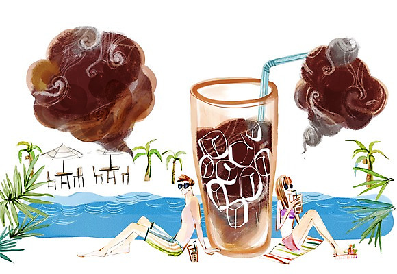 전신 PSD 나무 식물 라이프스타일 여자 남자 수영복 여유 커피 음료 바다 말풍선 의자 일러스트 탁자 티타임 휴식 빨대 사람 앉기 성인 해변 두명 라이프 컵 비키니 선글라스 야자수 얼음 기댐 원두 파라솔 차 커피잔 찻잔 낟알 아이스커피 성인만 국내일러스트 자연요소 식기 옷 감정 안경 가구 컨셉 모션 잔 생활 파일형식