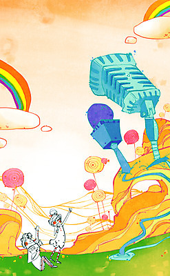 전신 PSD 식물 구름 커플 여자 남자 무지개 일러스트 상상 하늘 상상일러스트 서기 사람 앉기 잔디 성인 두명 물 판타지 계곡 꿈 풀 마이크 언론 영상기 소통 성인만 국내일러스트 자연요소 음향기기 컨셉 관계 모션 파일형식