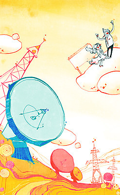 전신 PSD 구름 커플 여자 남자 일러스트 상상 하늘 안테나 상상일러스트 서기 사람 앉기 성인 두명 판타지 꿈 인공위성 표지판 언론 소통 수신탑 성인만 국내일러스트 자연요소 컨셉 통신 관계 모션 알림판 탑 파일형식