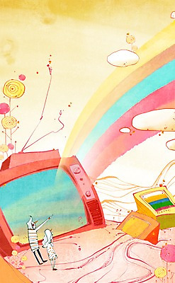 전신 PSD 구름 커플 여자 남자 무지개 일러스트 상상 하늘 상상일러스트 서기 사람 성인 두명 판타지 텔레비전 꿈 언론 소통 성인만 국내일러스트 자연요소 컨셉 관계 모션 전자제품 파일형식