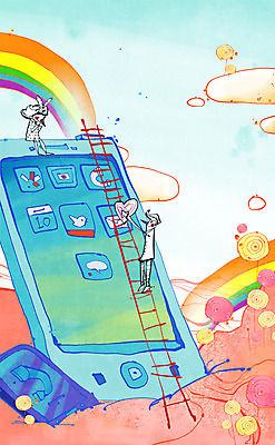 전신 PSD 구름 커플 여자 남자 무지개 일러스트 사다리 상상 하늘 상상일러스트 서기 들기 사람 앉기 성인 두명 스마트폰 핸드폰 판타지 꿈 하트 전화기 언론 소통 성인만 국내일러스트 자연요소 모양 컨셉 관계 모션 전자제품 스마트기기 도구 파일형식