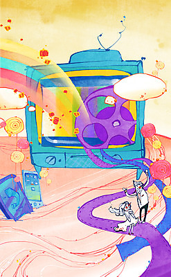 전신 PSD 구름 커플 여자 남자 무지개 일러스트 상상 하늘 상상일러스트 서기 사람 앉기 성인 두명 스마트폰 핸드폰 판타지 텔레비전 꿈 필름 언론 소통 성인만 국내일러스트 자연요소 컨셉 관계 모션 전자제품 스마트기기 파일형식