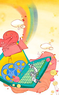 전신 PSD 구름 커플 여자 남자 무지개 일러스트 상상 하늘 상상일러스트 서기 사람 앉기 성인 두명 노트북 컴퓨터 판타지 꿈 필름 언론 영상기 소통 성인만 국내일러스트 자연요소 컨셉 관계 모션 전자제품 파일형식