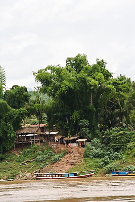 포토 JPG 주간 나무 식물 해외풍경 해외 아시아 자연 주택 사람 풍경 여러명 야외 건물 강 마을 나룻배 라오스 나루터 메콩강 선박 국내포토 자연요소 건축물 나라 다수 수상교통 배_교통 항구 생태계 파일형식