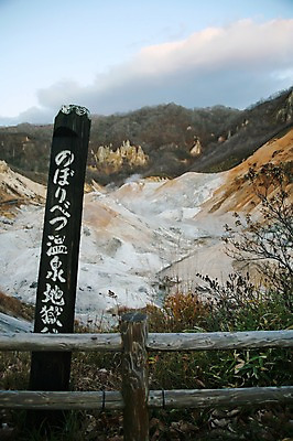 포토 JPG 주간 나무 문자 해외풍경 해외 아시아 자연 산 풍경 사람없음 야외 울타리 골짜기 계곡 일본 팻말 풀 숲 위험 일본어 요코하마 유황 국내포토 자연요소 식물 나라 컨셉 프레임 담장 생태계 파일형식