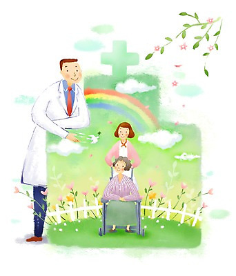 전신 PSD 식물 구름 여자 남자 꽃 무지개 일러스트 의학 하늘 건강 병원 서기 사람 앉기 성인 치료 세명 울타리 건강관리 환자 간호사 의료진 의사 나뭇가지 도움 보호 질병 간호 복지 휠체어 질병관리 성인만 국내일러스트 자연요소 나무 직업 컨셉 모션 관리 담장 사회이슈 파일형식