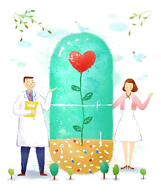 전신 PSD 나무 식물 여자 남자 일러스트 의학 건강 서기 들기 사람 성인 두명 치료 알약 약 건강관리 간호사 의료진 의사 나뭇가지 하트 도움 보호 질병 복지 질병관리 서류판 성인만 국내일러스트 모양 직업 컨셉 모션 관리 사무용품 사회이슈 파일형식