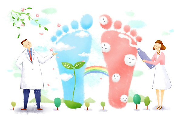 전신 PSD 나무 식물 구름 여자 남자 무지개 일러스트 의학 발 건강 서기 사람 성인 두명 치료 약 새싹 건강관리 간호사 의료진 의사 나뭇가지 도움 보호 질병 복지 질병관리 발바닥 박테리아 무좀 연고 성인만 국내일러스트 자연요소 직업 컨셉 모션 관리 신체부위 사회이슈 파일형식