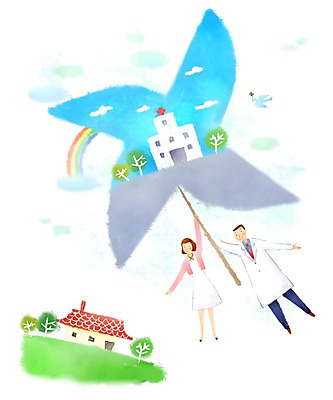 전신 PSD 나무 식물 구름 건축물 여자 남자 무지개 일러스트 의학 주택 건강 병원 사람 성인 두명 건물 치료 건강관리 간호사 의료진 의사 도움 보호 질병 복지 바람개비 질병관리 성인만 국내일러스트 자연요소 직업 건축 컨셉 관리 사회이슈 파일형식