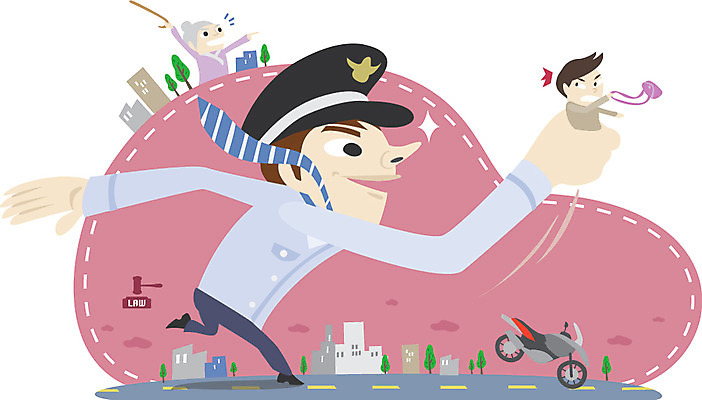 전신 나무 식물 구름 건축물 여자 노년 남자 도로 할머니 가방 일러스트 지팡이 하늘 서기 사람 풍경 성인 건물 세명 차도 오토바이 범죄 경찰 범죄인 법 경찰복 공정 정의 소매치기 노인만 성인만 국내일러스트 AI파일 자연요소 직업 잡화 건축 길 유니폼 교통시설 모션 바이크 파일형식 벡터