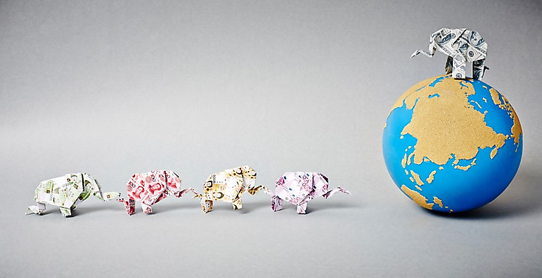 포토 JPG 스튜디오촬영 모양 종이 지구 백그라운드 컨셉 지폐 돈 코끼리 실내 종류 사람없음 금융 경제 지구본 달러 유로 원화 페이퍼아트 종이공예 종이접기 위안화 국내포토 포유류 내부 재산 공예 접기 파일형식