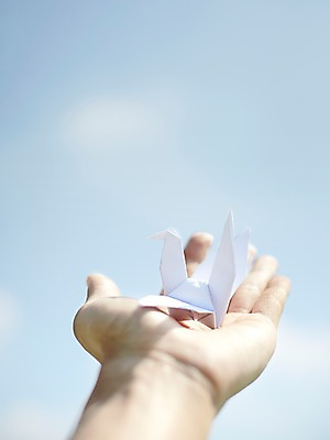 포토 JPG 주간 모양 손 종이 배경화면 백그라운드 컨셉 하늘 한손 손바닥 한명 들기 야외 아웃포커스 신체부위 페이퍼아트 종이공예 종이접기 종이학 국내포토 자연요소 1 모션 촬영기법 사람 공예 접기 파일형식