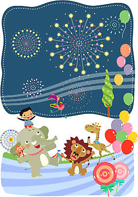 전신 나무 식물 동물 구름 남자 어린이 일러스트 포유류 조류 하늘 코끼리 함께함 폭죽 불꽃놀이 막대사탕 사탕 한명 사람 앉기 이벤트 소년 축제 놀이공원 원숭이 깃발 놀이기구 사자 기린 즐거움 어린이세상 천막 풍선 소통 천진난만 남자만 남자한명만 어린이만 소년만 소년한명만 국내일러스트 AI파일 자연요소 1 감정 컨셉 모션 놀이 디저트 테마파크 파일형식 벡터