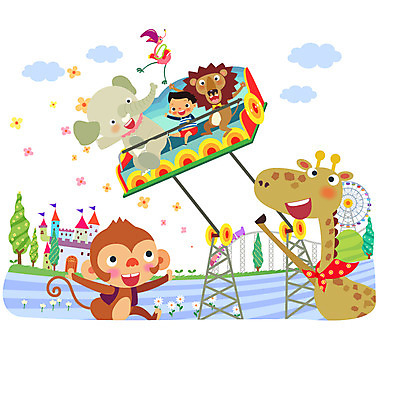 전신 나무 식물 동물 구름 건축물 남자 어린이 일러스트 포유류 조류 하늘 코끼리 함께함 한명 사람 앉기 소년 건물 놀이공원 기구 도구 원숭이 성 놀이기구 사자 기린 즐거움 어린이세상 대관람차 소통 천진난만 남자만 남자한명만 어린이만 소년만 소년한명만 국내일러스트 AI파일 자연요소 1 건축 감정 컨셉 모션 테마파크 파일형식 벡터